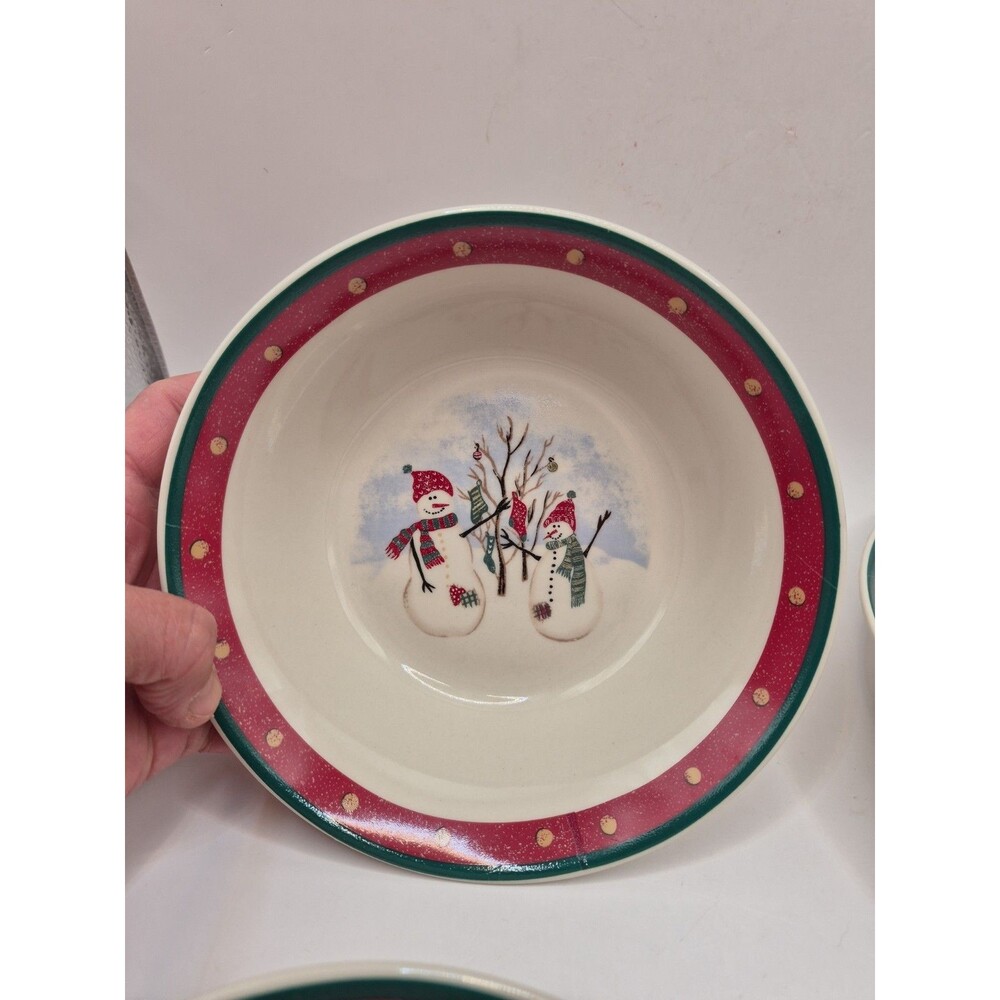 Vintage Royal Seasons Stoneware Snowmen Soup Bowl 7” Lot Of 4 NEW Christmas